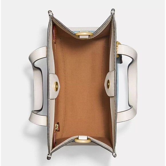 Coach Field Tote 22 In Signature Chambray Handbag C4692 Light Washed Denim Chalk - Picture 9 of 10